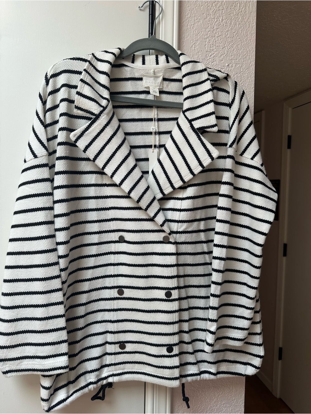 Caslon Black & White Striped Knit Jacket